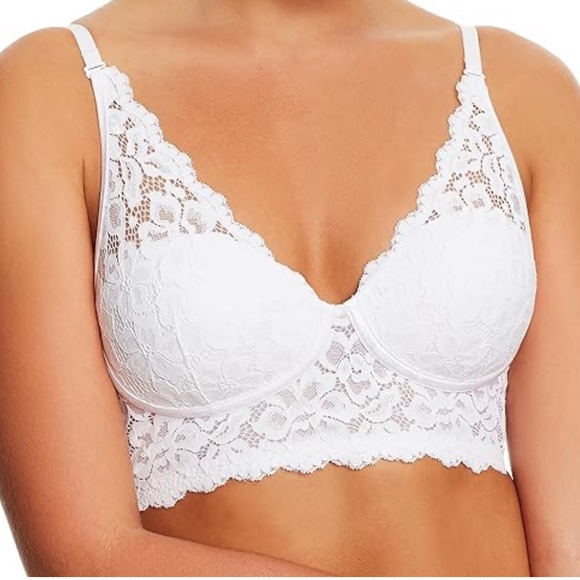 Maidenform Women’s Comfort White Lace Halter Bralette Size 38 B - Picture 1 of 5
